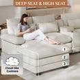 thumbnail image 4 of Wiilayok 133" U Shaped Cloud Couch Modular Sectional Couches for Living Room Fluffy Chenille Deep Seat Sofa Set with Double Chaise Lounge, Storage Central Console, Cup Holders, USB Port, Beige, 4 of 9