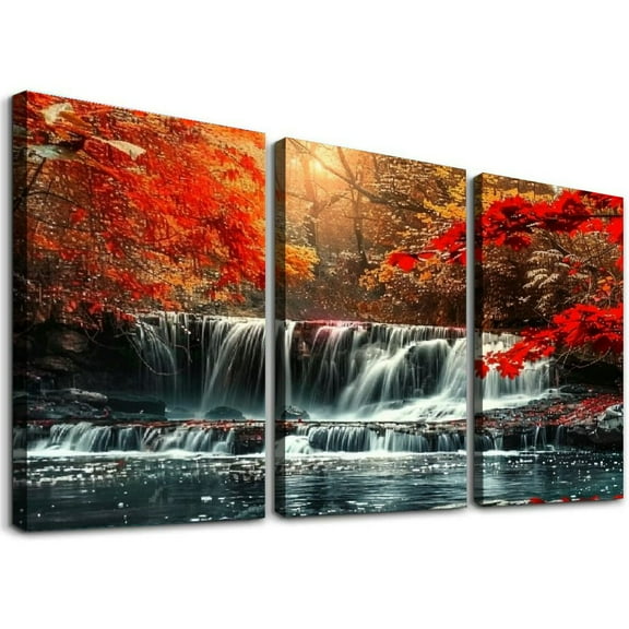Ullo0ord Framed Prints Red Wall Decor Landscape Picture Print on Canvas Modern Large work for Living Room Bedroom Wall Decoration