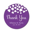 thumbnail image 1 of Darling Souvenir Round 45 Pieces Hearts Thank You Stickers Wedding Personalized Bride Groom Names And Date Envelope Seals-Violet, 1 of 4