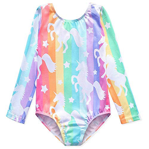 Gymnastics Leotards for Girls Unicorn Dance Clothes Gold Silver Metallic Outfits 