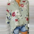 thumbnail image 2 of TopLLC Chandails Henley à Manches Longues pour Femmes, Élégants, Col Rond, Imprimé Floral, Chandail à Enfiler, Chemises à Boutons, Décontracté, Grande Taille, Blouses Bohèmes, Haut avec Poches, 2 of 5