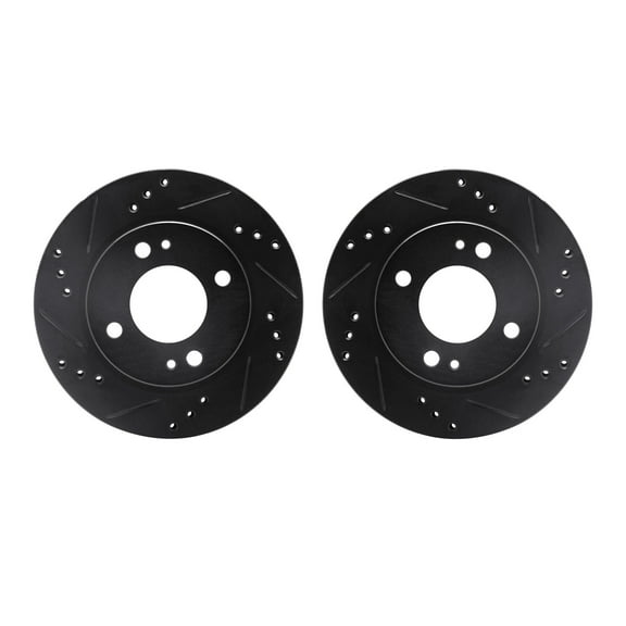 Dynamic Friction Company Front Brake Rotors-Drilled and Slotted-Black 8002-72034