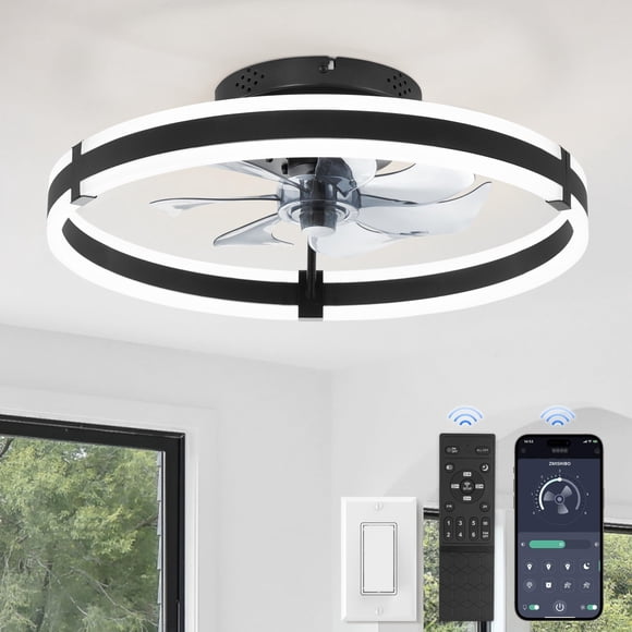 Ventilador de techo ZMISHIBO 50 cm con luz LED y control remoto 110V 6 velocidades