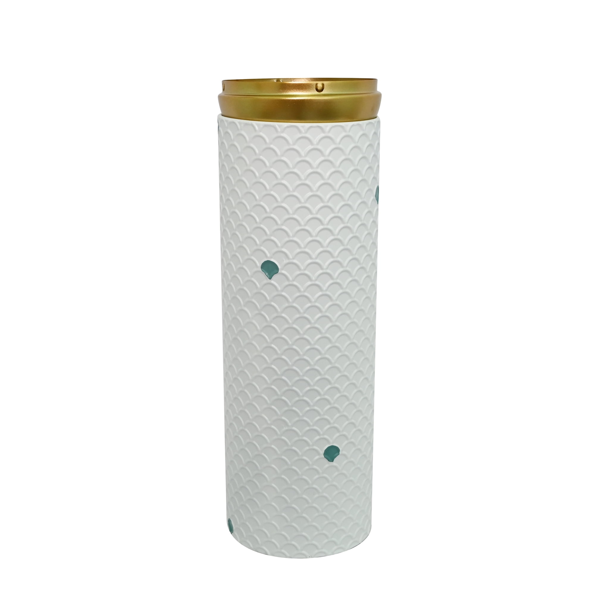 Leumius Decorative Metal Vases Set of 3, Gold Leaf Pattern Floor Vases, White & Gold Tall Vases for Home Decor, Living Room Entryway Decor