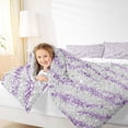 thumbnail image 4 of Homewish Abztract Zebra Stripe Queen Comforter Set,Diamond Sequin Print Bedding Sets,Purple Gray Bedding Comforter Set For Girsl Kids,Breathable Home Decor Reversible,3pcs, 4 of 8