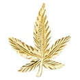 thumbnail image 2 of Ioka-14K Yellow Gold Marijuana Leaf Charm Pendant with 1.4mm Flat Open Wheat Chain Necklace - 18", 2 of 4