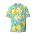 thumbnail image 2 of Lsque Yellow Lemon print Men's Cuban Collar Short Sleeve Shirt Summer Beachwear Casual Button Down Fashionable Vacation Leisure Shirt-XX-Large, 2 of 7