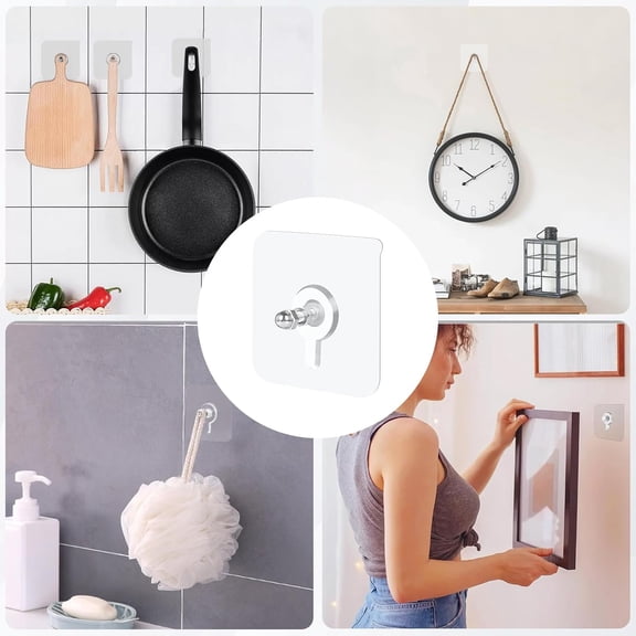 Picture Hangers Without Nails 1 Pack Heavy Duty Adhesive Wall Hook with Screw for Smooth Surfaces 6mm 1PCS