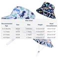 thumbnail image 5 of Girls Kids Kids Sun Hat UPF 50+ Dinosaur Print Navy Wide Brim Bucket Beach Hat Adjustable Chin Strap,Size 50, 5 of 8