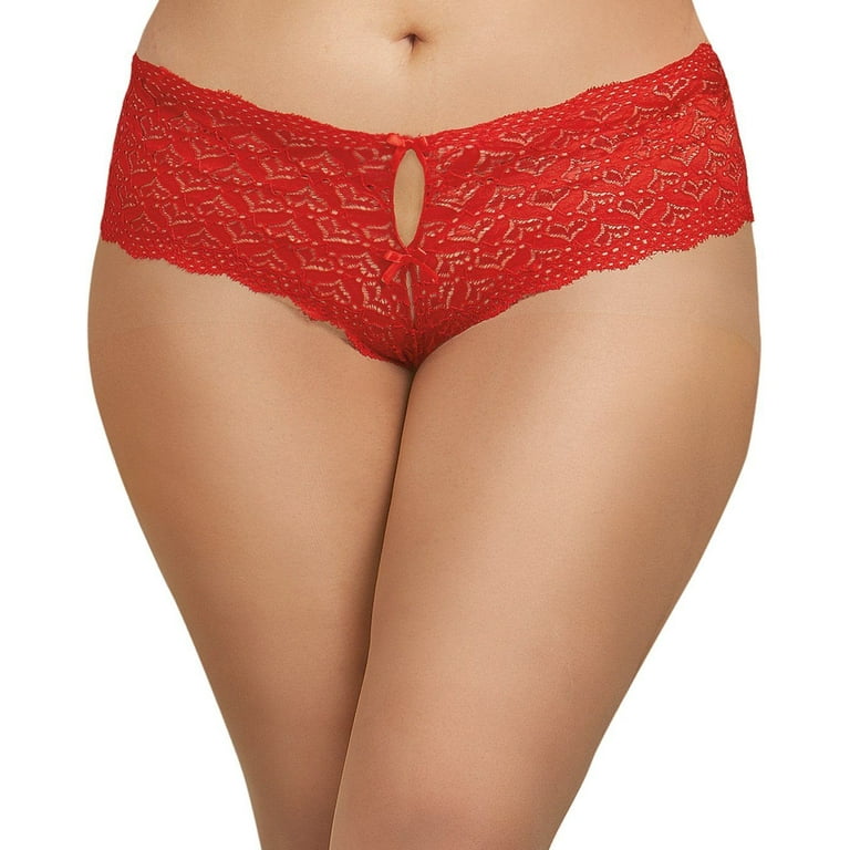 Dreamgirl Women's Plus Size Lace Panty with Heart Cutout Back