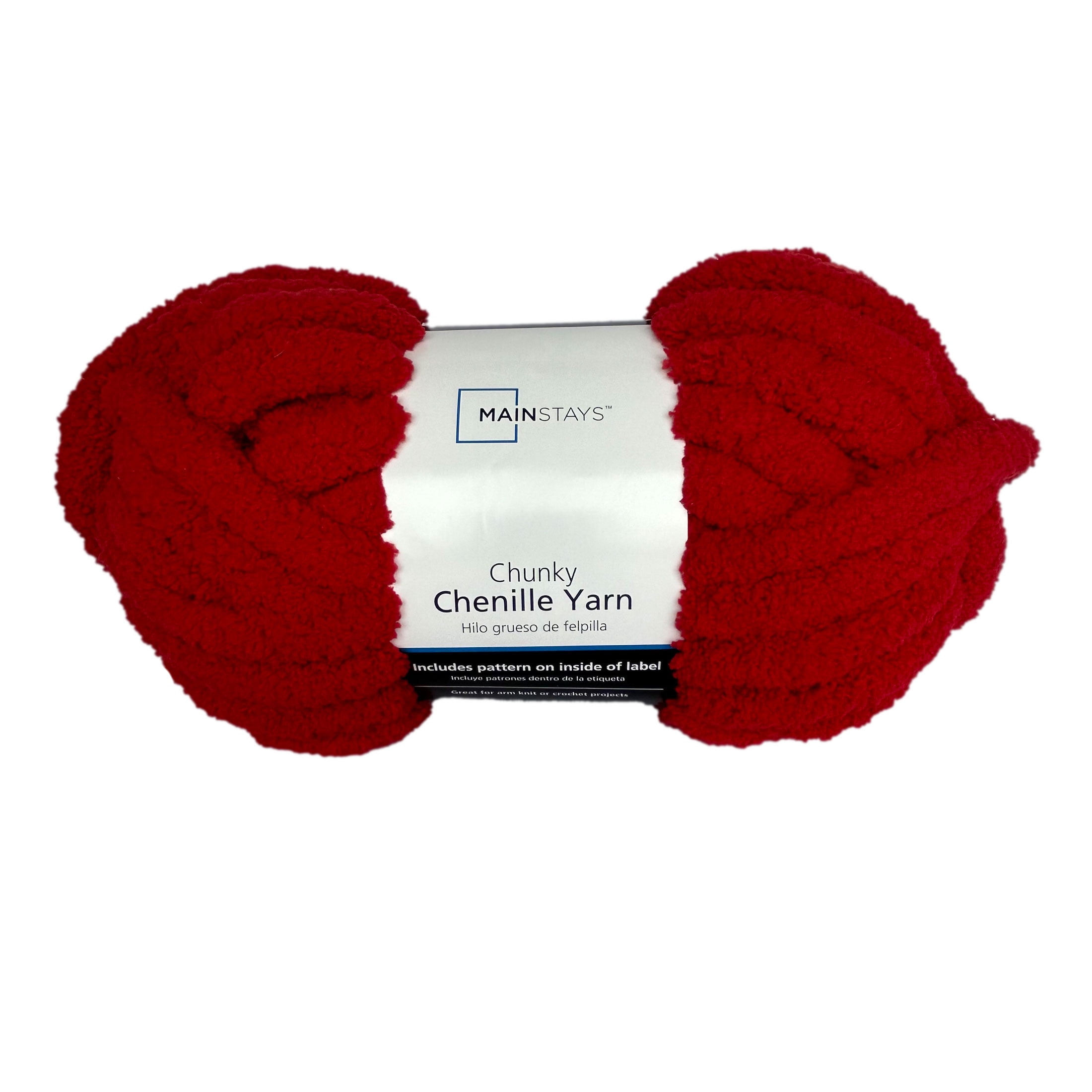 Mainstays Chunky Chenille Yarn, 31.7 yd, Red, 100% Polyester, Super Bulky, Pack of 4