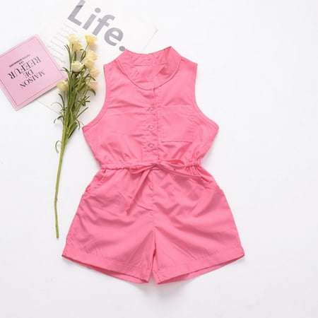

DAETIROS Skin Friendly Fashion Bow Romper Jumpsuit Comfy Solid Girls Trousers Pink