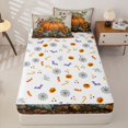 thumbnail image 4 of Manfei Vintage Thanksgiving Pumpkin Zipper Full Size Comforter Sets with Fitted Sheet and 2 Pillowcases for Kids, Floral Bird Butterfly Zipper Bedding Set, Halloween Reversible, 4 Pieces, 4 of 6