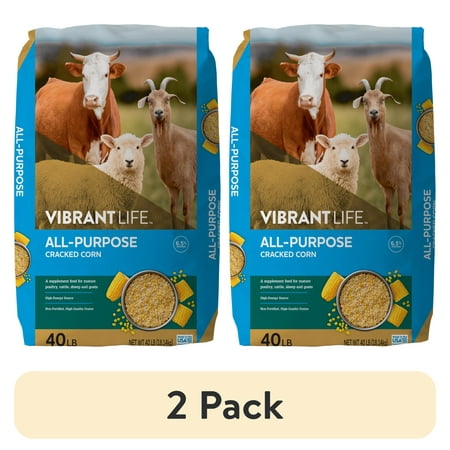(2 pack) Vibrant Life All-Purpose Cracked Corn, 40 lb Bag