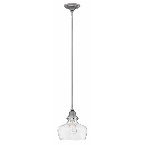 1 Light School House Pendant in Traditional-Industrial Style 10 inches Wide By 10.5 inches High-English Nickel Finish Bailey Street Home