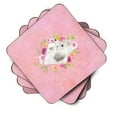 thumbnail image 2 of White Standard Poodle Pink Flowers Foam Coaster Set of 4, 2 of 4
