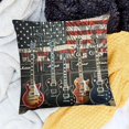 thumbnail image 2 of BANET  American Flag Throw Pillow Cushion Cover, Black and Us Bass Guitar Electronic Rock Music Theme Digital Graphic Work, Decorative Square Accent Pillow Case 20x20in, 2 of 5