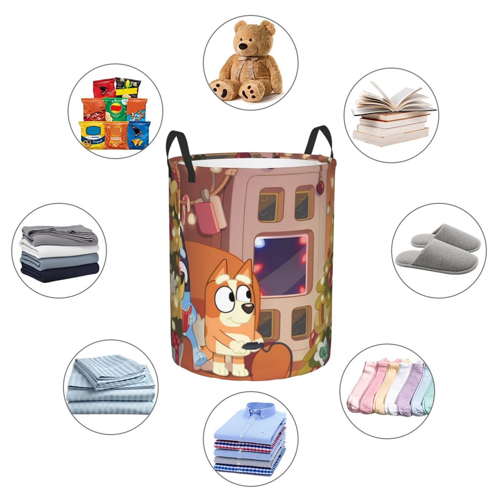 Johaoi Bluey Pattern Round Large Laundry Basket -Storage Basket - Toy Storage Basket, Perfect as Hamper, Kids Room Storage, and Toy Containment-