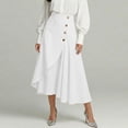 thumbnail image 2 of QATAINLAV Womens Elegant High Waisted Linen Midi Skirt Lightweight Summer Swing A-Line Wrap Business Casual Skirts White XL, 2 of 7