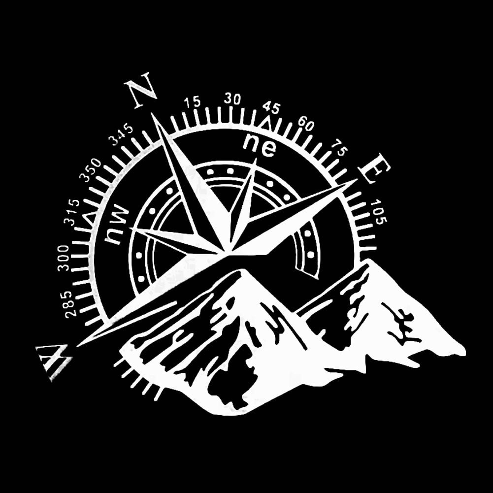 Walbest 18.90 x 13.39 Mountain Compass Stickers Decal for Car