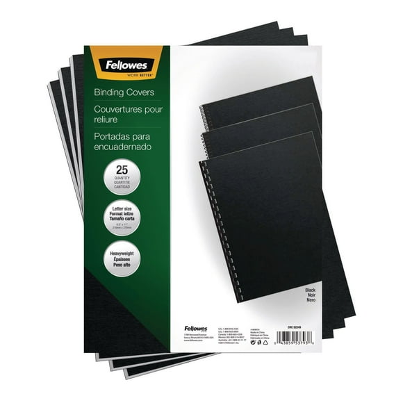 Couvertures de présentation Futura™-lettre, noir, 25/paq.