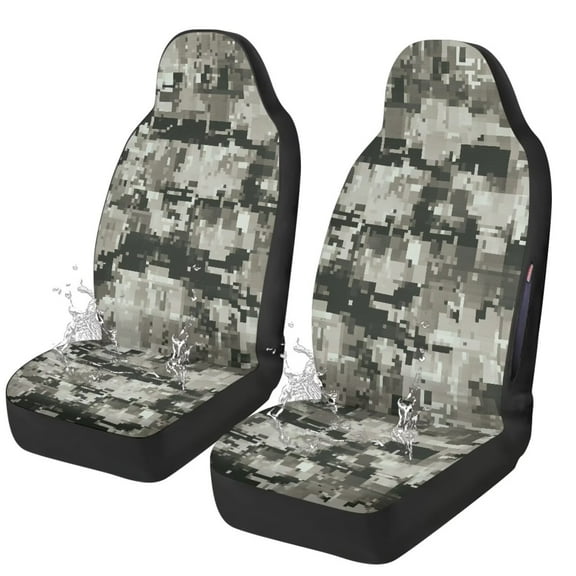 Binienty Grey Camo Car Seat Covers Front Seats Only Washable Thin Car Seat Covers 2 Pack Automotive Bucket Cushions Universal for Cars SUV Truck Van Sedans