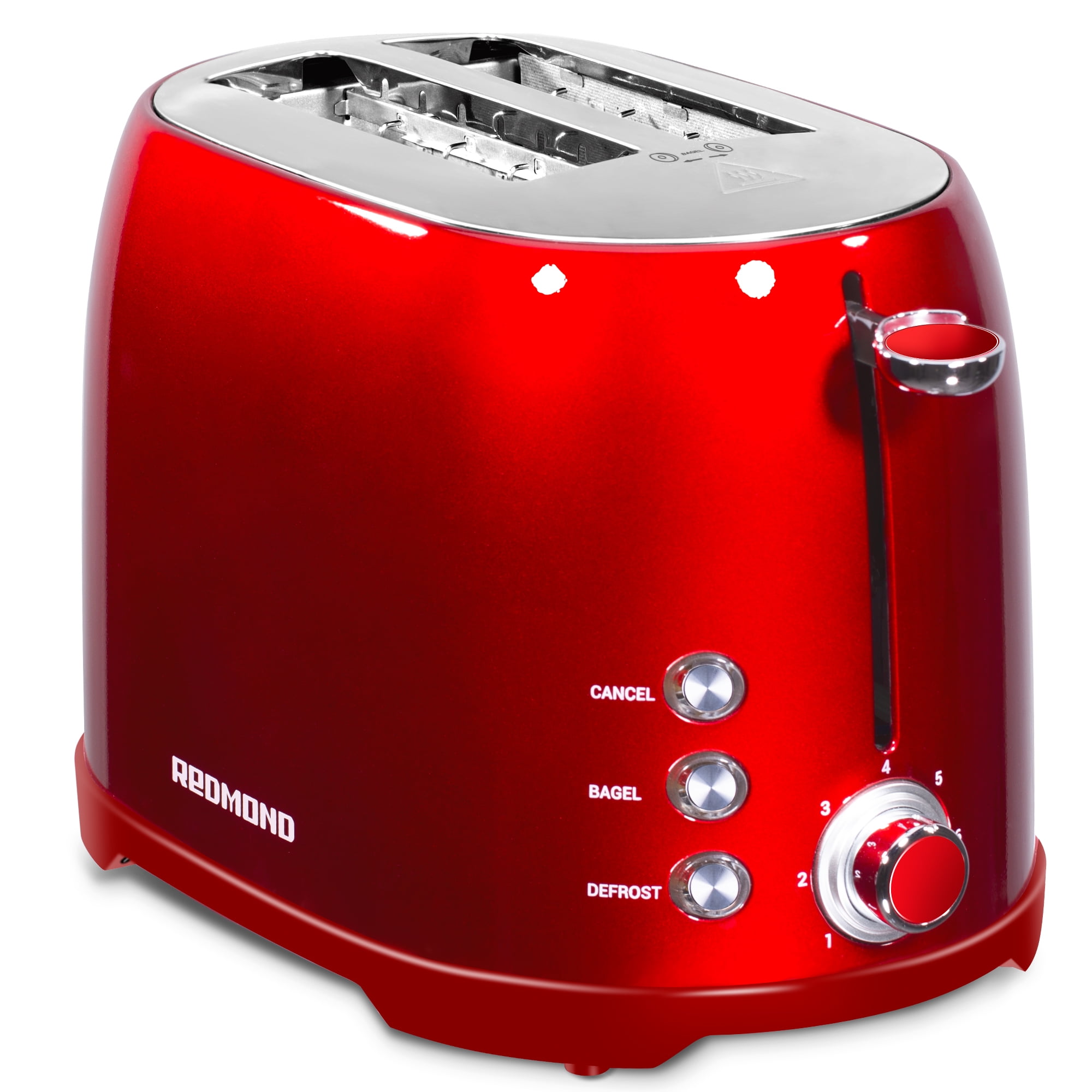 REDMOND 2 Slice Toaster Retro Stainless Steel with Bagel Function, 800W