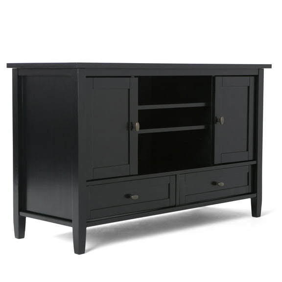 Warm Shaker 47 inch Wide Solid Wood TV Stand in Black For TVs up to 50 inches