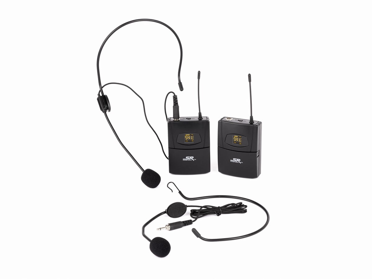 Monoprice 200-Channel UHF Dual Headset Wireless Microphones System, For Church Services, Business Meetings, or Karaoke Singing - Stage Right Series