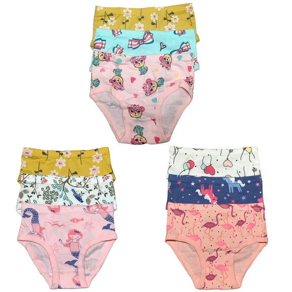 B&Q's Stylish and Cozy: 9-Pack Toddler Little Girls' Cotton Briefs | Sizes 2T-7T, Adorable Comfort at Its Best