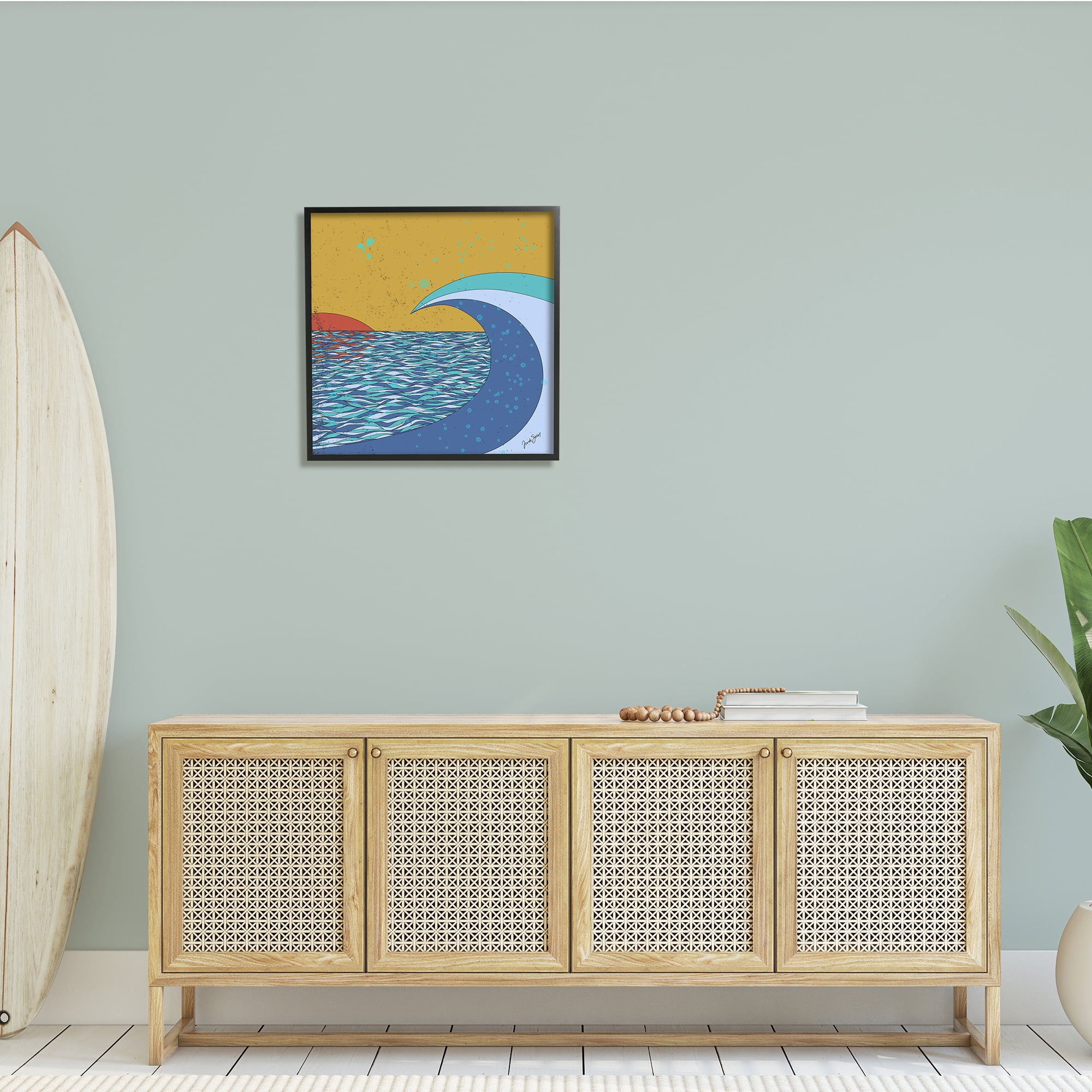 Stupell Industries Sunset Tidal Wave Busy Abstract Ocean Horizon Landscape, 24 x 24, Design by Trish Sierer
