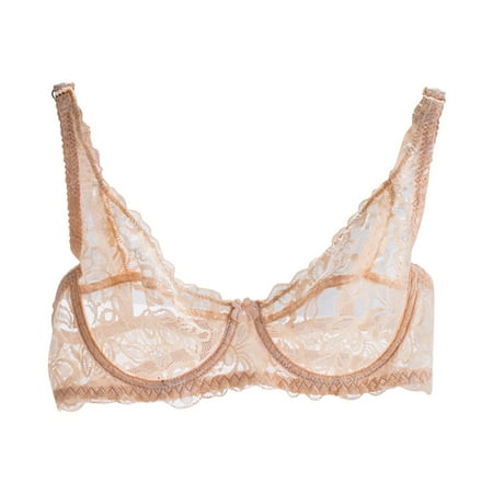 Aobny Beige Women s Bras Sheer Unlined Bralette 34-40 Lace Bras 38