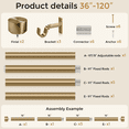 thumbnail image 4 of HEI DEAR 1" Adjustable Brass Gold Curtain Rod Set, Heavy Duty 36-120" with Solid Aluminum Finial for Windows, 4 of 9