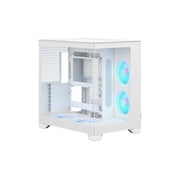 Pop 2 Vision Panoramic Glass White RGB E-ATX Dual-Chamber PC Gaming Case with Front and Side TG Panels Mid Tower PC Case