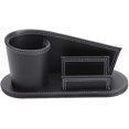 thumbnail image 1 of Multifunctional Desktop Pencil Case, PU Leather Box, Round, Black, 1 of 5