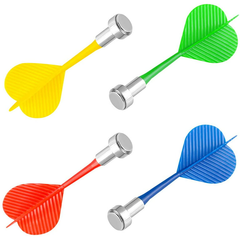 Magnetic Darts 12 Packs, Replacement Dart Game Safety Plastic Darts, Red  Yellow Green and Blue 