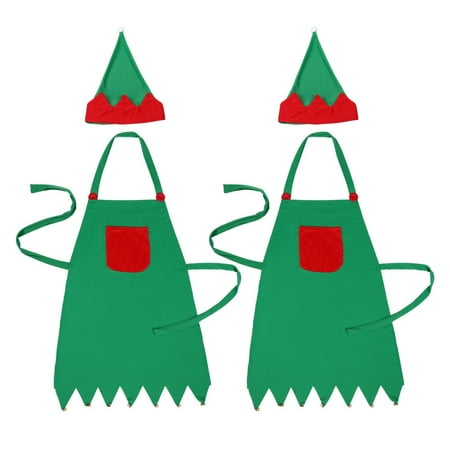 

2sets Christmas Home Non-woven Fabric Apron Cartoon Apron Kitchen Hats