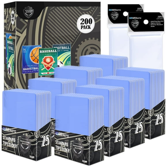400 Card Sleeves Top Loaders for Cards, Baseball Card Protectors Hard Plastic, 3"x4" Toploaders Card Holder for Baseball Cards, Football Cards (200 Toploaders + 200 Penny Sleeves