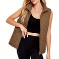 thumbnail image 5 of cocolona Quilted Vest for Women LightWeight Solid Color Basic Sleeveless Jacket Fall Winter Stand Collar Zipper Coat with Pocket, 5 of 6