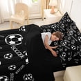 thumbnail image 4 of Castle Fairy Black Soccer Text Print Full Size Bedding Sets 7 Pieces, Minimalist Sport Ball Full Size Bed in a Bag,Black Reversible, 4 of 7