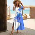 thumbnail image 1 of RWJDXD Robe Longue à Manches Courtes Fendue d'Été Patchwork Imprimé Floral Col en V Robes de Soirée Élégantes Vêtements Amples Simplicité, 1 of 1