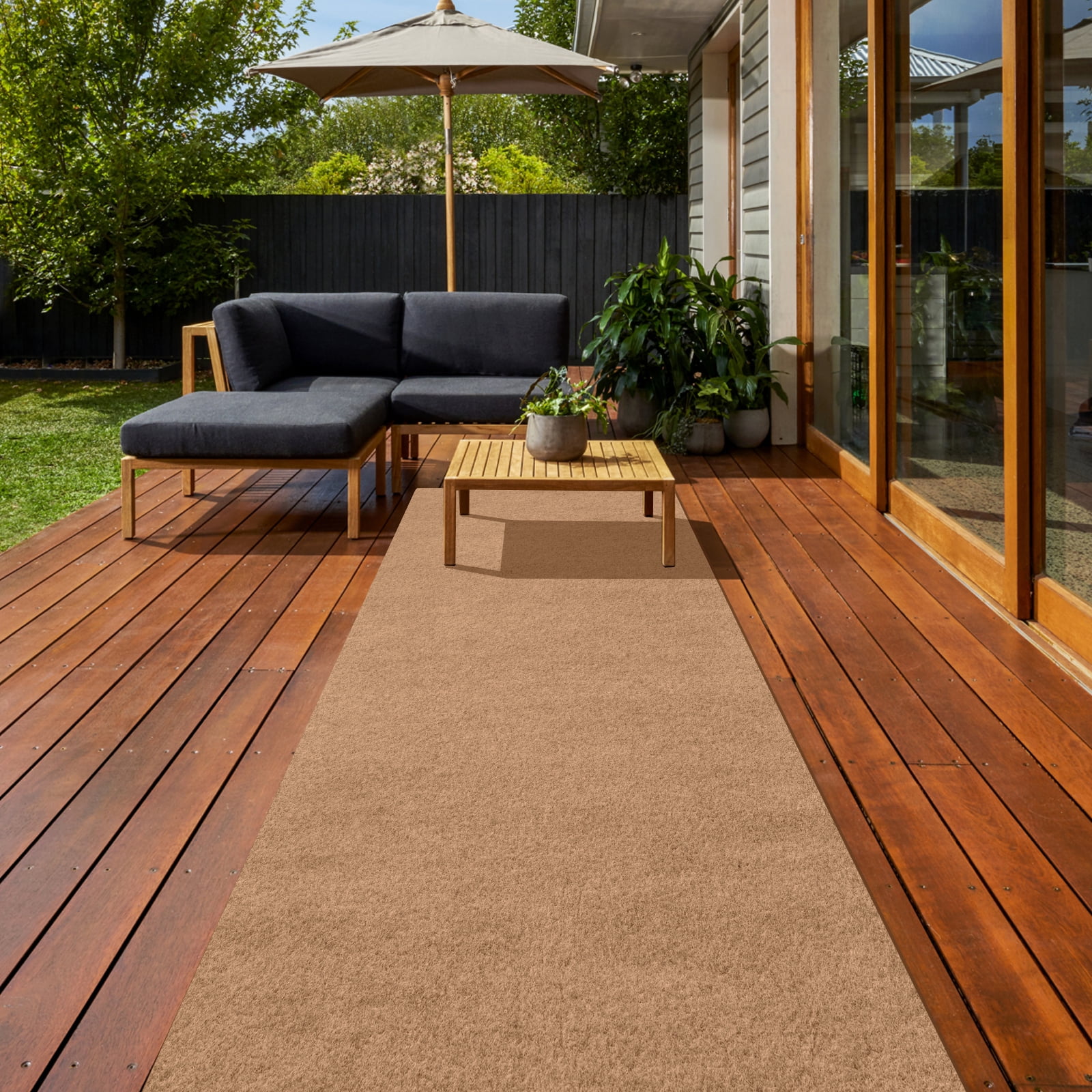 BESTVUE Runner Rug Outdoor Non Slips Carpet Runners Indoor Utility Area Rugs Mat for Kitchen Hallway Entryway Garage with Rubber Backing Light Brown 4ft x 6ft