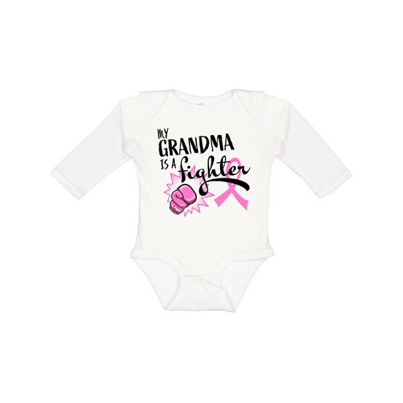 Inktastic My Grandma is a Fighter Breast Cancer Awareness Boys or Girls Long Sleeve Baby Bodysuit