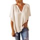 thumbnail image 1 of VISgogo Tops de manga corta para mujer con color sólido, versión suelta, estilo casual, ropa de verano plisada VISgogo moda, 1 of 2