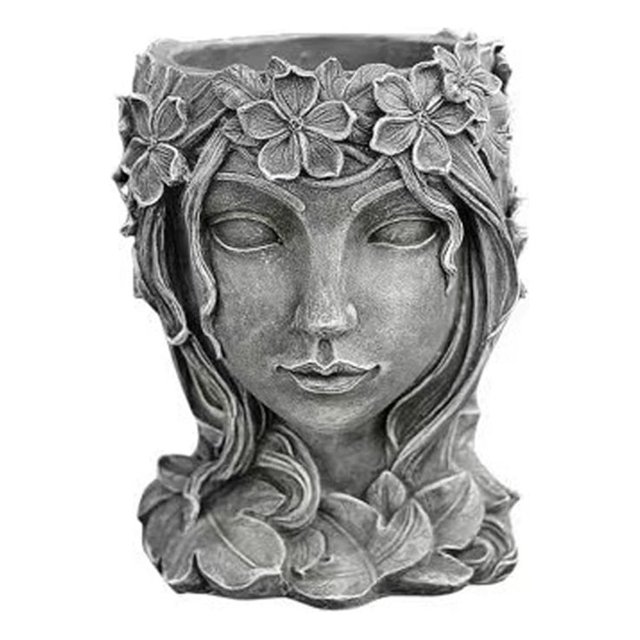 Maceta para plantas suculentas con diseño de cabeza de diosa, maceta con cara de señora, adecuada para oficina/hogar