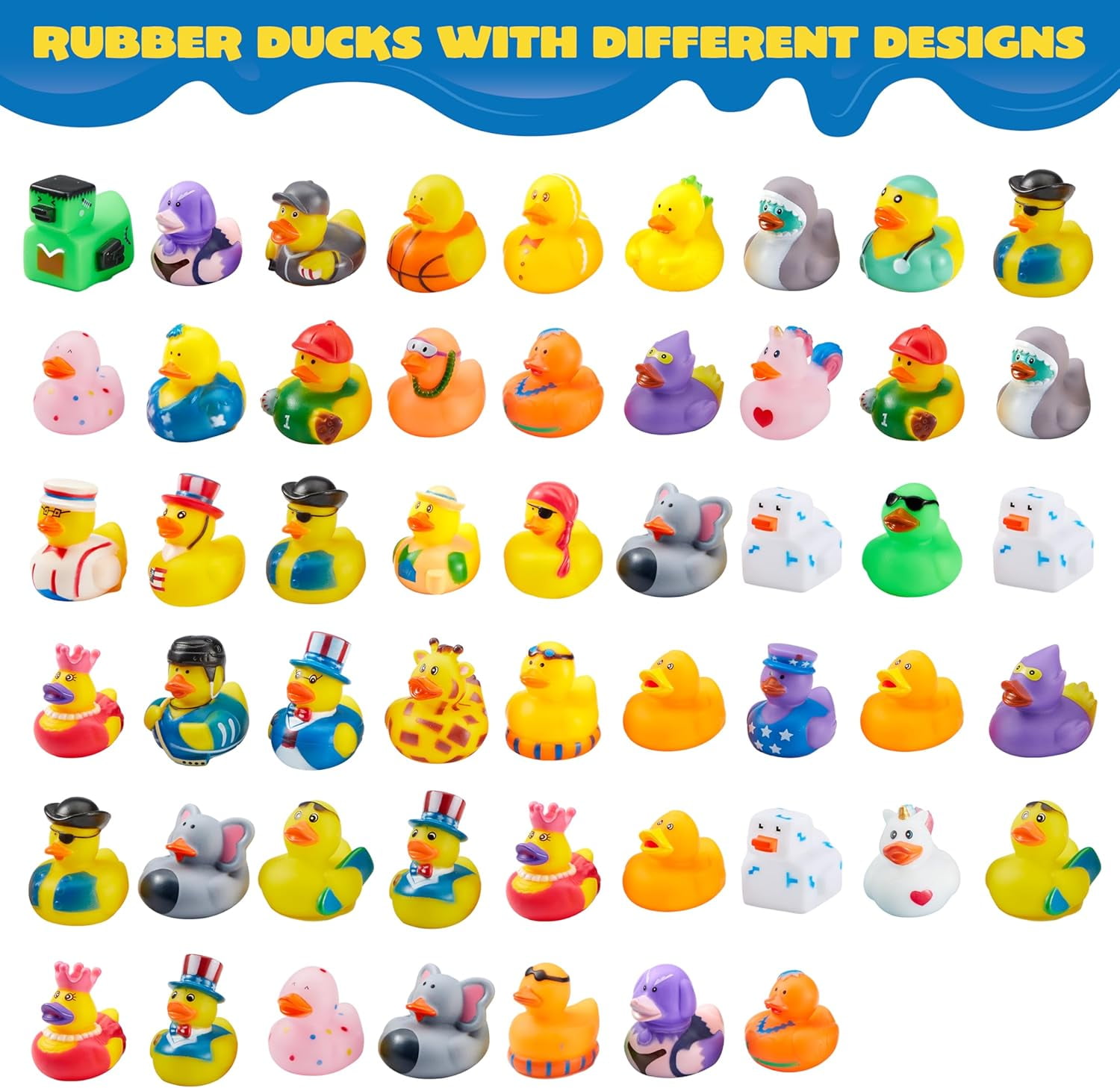 Joyfy 60 Pcs Rubber Ducks for Jeep, Mini Rubber Duckie Toys with Mesh Carry Bag for Kids Baby Bath Shower Toys, Christmas & Birthday Gifts, Halloween Party Favors, Easter Egg Stuffers