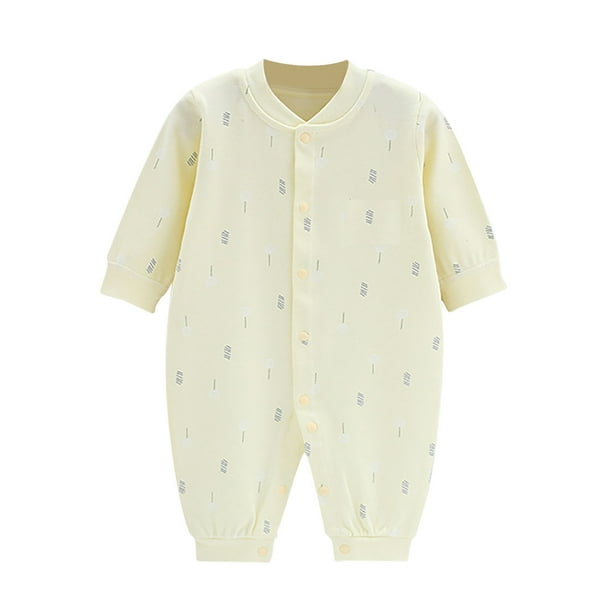 Gibobby Mameluco para niño con estampado de algodón para bebé recién nacido, niño y niña, mono, trajes(Amarillo, 6-9 Meses)