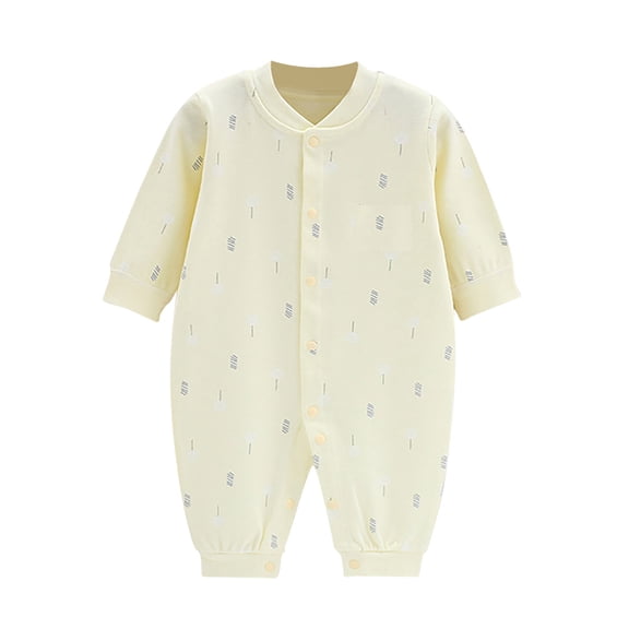Splozh Baby Boy Going Home Outfit Newborn Baby Boy Girl Cotton Cute Print Romper Jumpsuit Playsuits Sleep and Play Romper Yellow,0-3 Months
