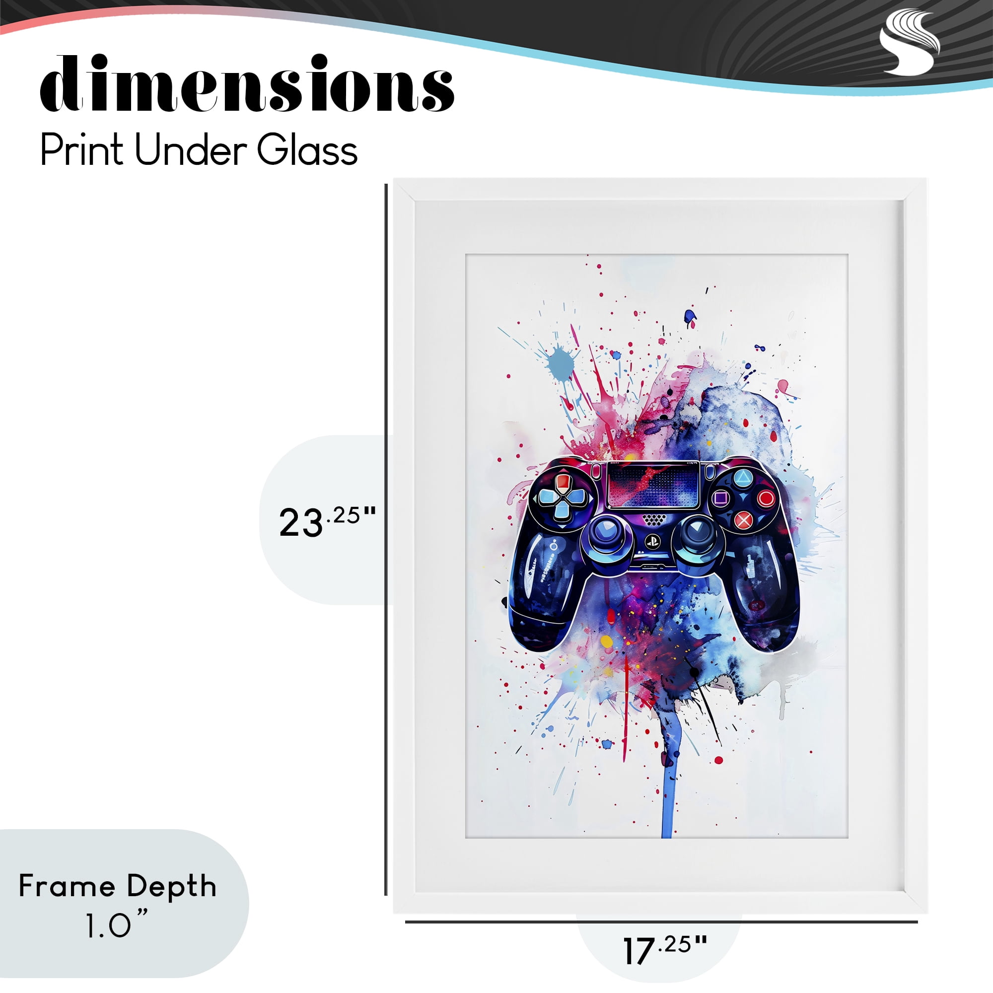 Stupell Industries Burst of Color Controller White Framed Print Under Glass, design by Creative Studio