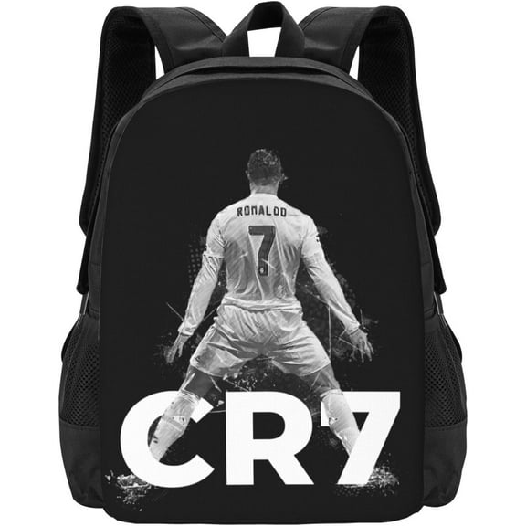 Ronaldo #7 Adult Simplicity Backpacks Bag Laptop Bag Bookbag Backpack 16.5 Inch for Daily, Black